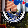 Custom Family Name American Flag Thin Blue Line Eagle Back Non-Pleated Fan Flag LM32 897803