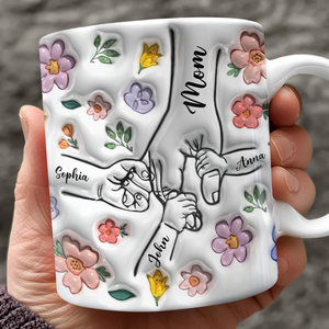 Hold My Hand, Hold My Heart Personalized Family 3D Inflated Effect Printed Mug HA75 897128