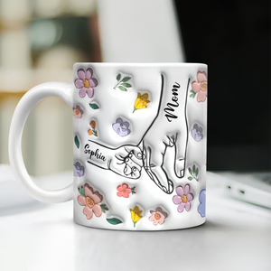 Hold My Hand, Hold My Heart Personalized Family 3D Inflated Effect Printed Mug HA75 897128