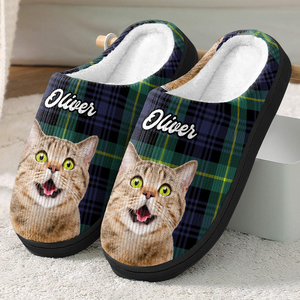 Custom Photo Christmas Cat Slippers Gift For Cat Lovers, Pet Lovers HA75 897280