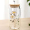 Custom Name With Floral Glass Can With Lid Personalized Gift HA75 892010