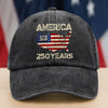 250 Years America Anniversary 250th Independence Day Washed Denim Baseball Cap HA75 897362