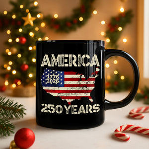 250 Years America Anniversary 250th Independence Day Black Mug HA75 897354