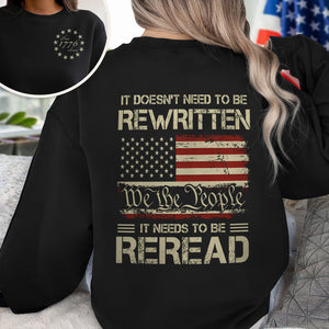 It Doesn't To Be Rewritten It Needs To Be Reread American History 1776 Vintage Back & Front Shirt HO82 894598