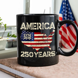 250 Years America Anniversary 250th Independence Day Black Mug HA75 897354