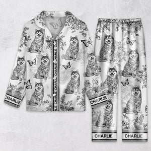 Custom Dog Breeds Chinoiserie Toile De Jouy Style Personalized Satin Pajamas TH10 894401