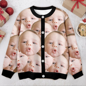 Custom Funny Kid Face Cardigan Gift For Family CH07 899826