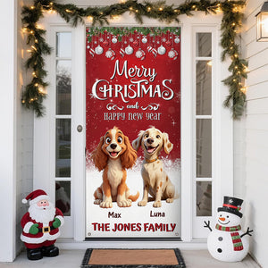Custom 3D Cute Dog Merry Christmas and Happy New Years Door Cover LM32 897135