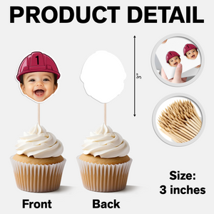 Custom Face Construction Kid Cupcake Toppers HO82 893580