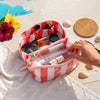 Personalized Name Embroidered Monogram Striped Waterproof Makeup Bag - Gift For Mom, Girlfriend, Women, Summer Gift CH07 911340