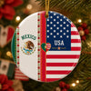 Custom Name Mexican American Flag Ceramic Ornament, Patriotic Gift for Mestizo CH07 180392