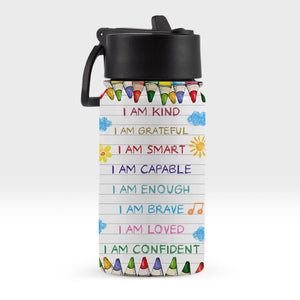 Personalized Back To School I Am Kind Kids Water Bottle With Straw TH10 894187