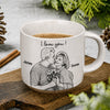 Custom Couple Photo Sketch Line Together & Forever Engraved Pottery Mug LM32 670075