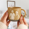 Custom Couple Photo Sketch Line Together & Forever Engraved Pottery Mug LM32 670075