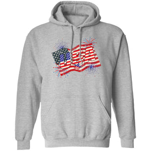 GeckoCustom American Flag Fireworks 4Th Of July Shirt H412 Pullover Hoodie / Sport Grey / S