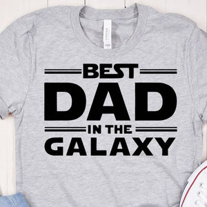 GeckoCustom Best Dad In The Galaxy Family T-shirt, HN590 Basic Tee / White / S