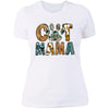 GeckoCustom Cat Mama Leopard Shirt Women Tee / White / X-Small