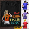 GeckoCustom Eat Sleep Soccer Repeat Soccer Shirt Premium Tee / P Black / S
