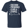 GeckoCustom Freedom Fireworks Stars And Stripes 4th of July Shirt Basic Tee / Navy / S