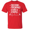 GeckoCustom Freedom Fireworks Stars And Stripes 4th of July Shirt Basic Tee / Red / S