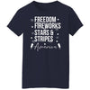 GeckoCustom Freedom Fireworks Stars And Stripes 4th of July Shirt Women T-Shirt / Navy / S
