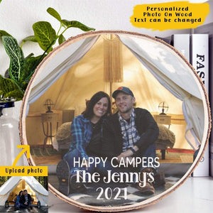 GeckoCustom Happy Camper, Custom Name Photo On Wood,SG02 9x9