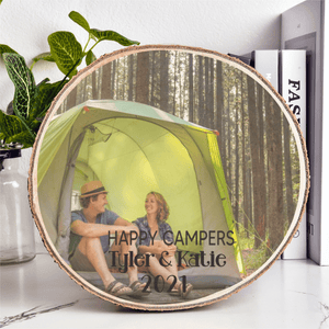 GeckoCustom Happy Camper, Custom Name Photo On Wood,SG02