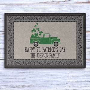 GeckoCustom Happy St. Patrick's Day Personalized Doormat 24x16 inch - 60x40 cm
