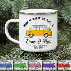 GeckoCustom Home is where we park it Camping Steel Mug, Camping Gift, Camping Mug HN590 Metal
