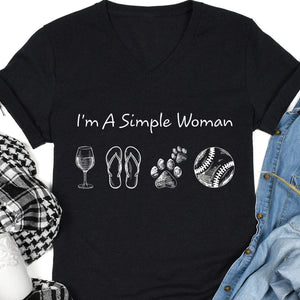 GeckoCustom I'm A Simple Woman Man Personalized Custom Baseball Shirts C508 Women V-neck / V Black / S