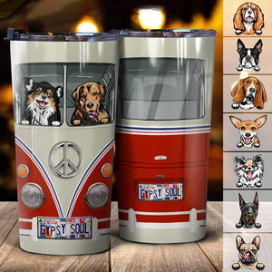 GeckoCustom Licensed Plate Vintage Hippie Dog Tumbler HN590 20 oz