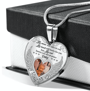 GeckoCustom My Soul Knows You Are At Peace Upload Photo Family Necklace HN590 With Gift Box + Message Card (Favorite)