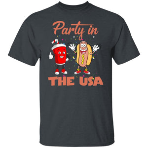 GeckoCustom Party in the USA Fourth of July Shirt H403 Basic Tee / Dark Heather / S