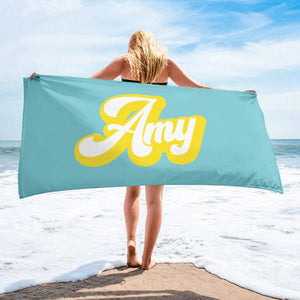 GeckoCustom Personalized Beach Towel Retro Custom Name, HN590