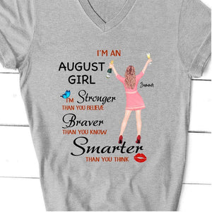 GeckoCustom Personalized Custom Birthday T Shirt, Stronger Braver Smarter Than You Think Shirt, Birthday Gift Women V-Neck T Shirt / V Sport Grey / S