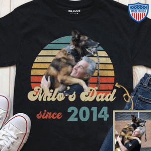 GeckoCustom Personalized Custom Vintage Retro Dog Photo Shirt, Best Friend Since Shirt, Photo Print Shirt Unisex T-Shirt / Black / S