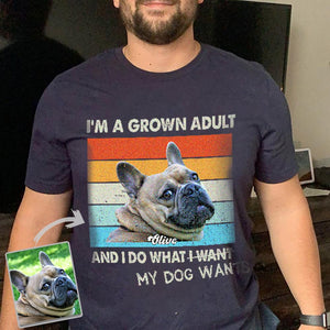 GeckoCustom Personalized Vintage Photo Retro Custom Dog Shirt, I Do What My Dog Wants, Dog Lover Gift Unisex T-Shirt / Black / S