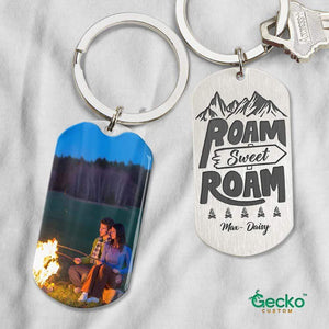 GeckoCustom Roam Sweet Roam Camping Metal Keychain HN590