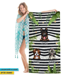 GeckoCustom Summer Horizontal Line Dog Clipart Hawaiian Beach Towel N369 HN590
