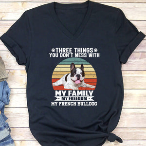 GeckoCustom Three Things You Don't Mess With Vintage Retro Photo Shirt, Personalized Custom Photo Dog Shirt H458