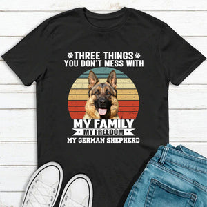 GeckoCustom Three Things You Don't Mess With Vintage Retro Photo Shirt, Personalized Custom Photo Dog Shirt H458