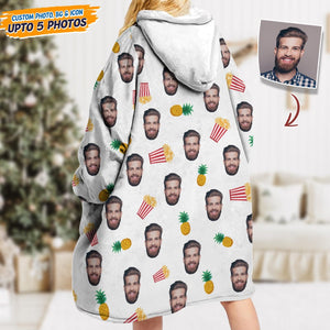 GeckoCustom Upload Photo Dog Cat With Accessories Pattern Hoodie Blanket T368 HN590