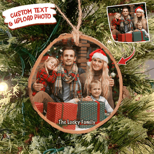 GeckoCustom Upload photo Ornament Family Ornament Christmas Wood Slice Ornament, HN590