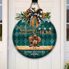 GeckoCustom Welcome To Our Home Dog Wood Door Sign, Dog Lover Gift, The Human Just Lives Here With Us HN590