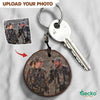 GeckoCustom Wood Slice Photo Keyring Double Sided, Valentine Gift HN590