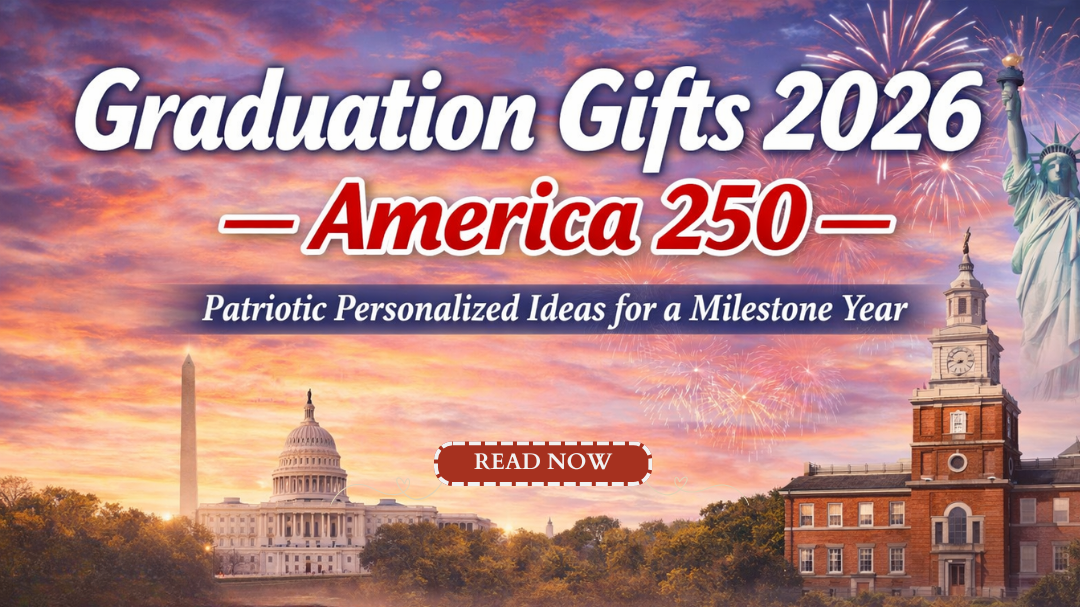 Graduation Gifts 2026 – America 250 banner with patriotic theme and minimal design