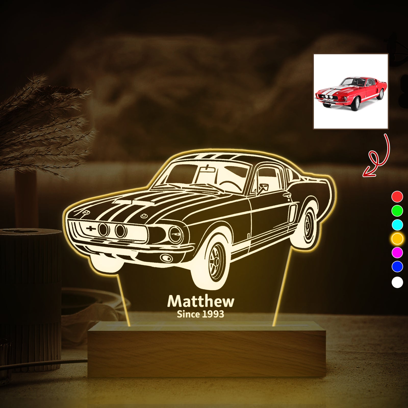 Custom 3D Car Sketch Shaped LED Night Light Plaque LM32 895015