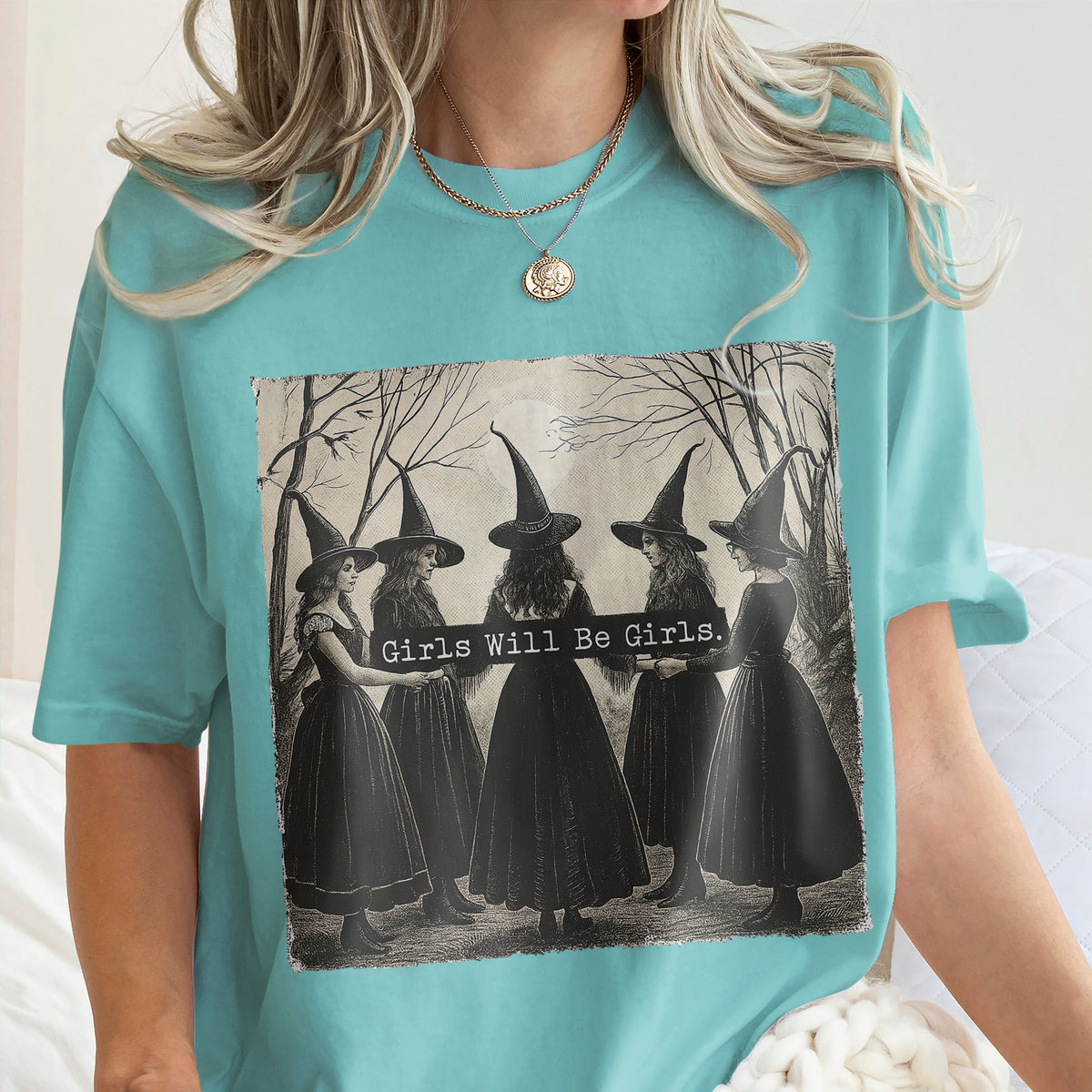 Girls Will Be Girls Witch Vintage Halloween Women Comfort Shirt, Gift For Bestie, Sisters HO82 894922