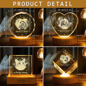 Custom Photo Forever Loved Memorial Dog Cat Engraved Crystal Photo With Light HA75 898214
