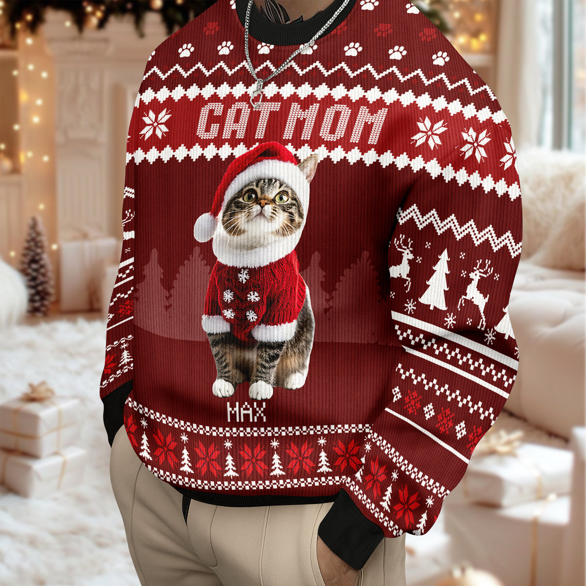 Custom Photo Cat Dad Cat Mom Ugly Sweater HA75 892896